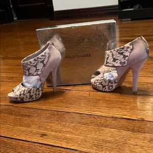 Kelsi Dagger Pink and Brown Snake Print Heels